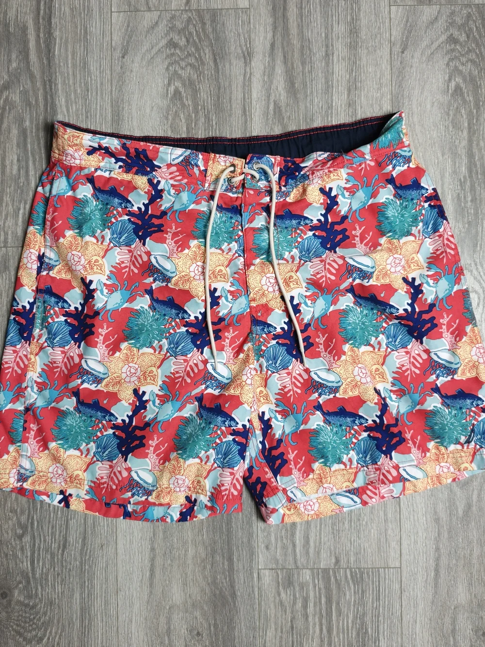 Nautica Tropical Coral Pattern Swim Trunks